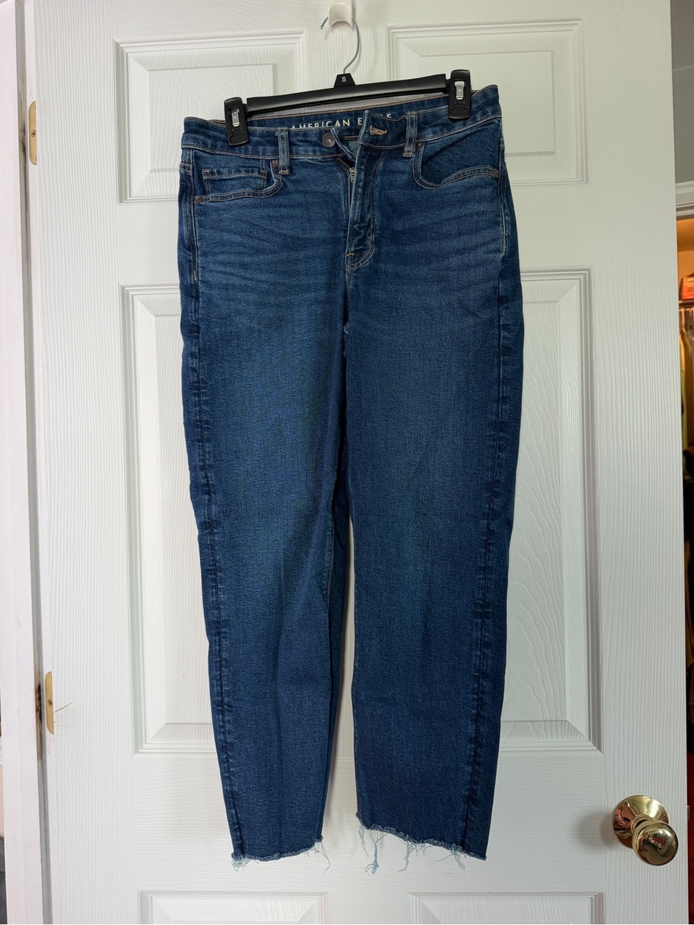 American Eagle Outfitters Dark Blue High-Rise Cropped Jeans